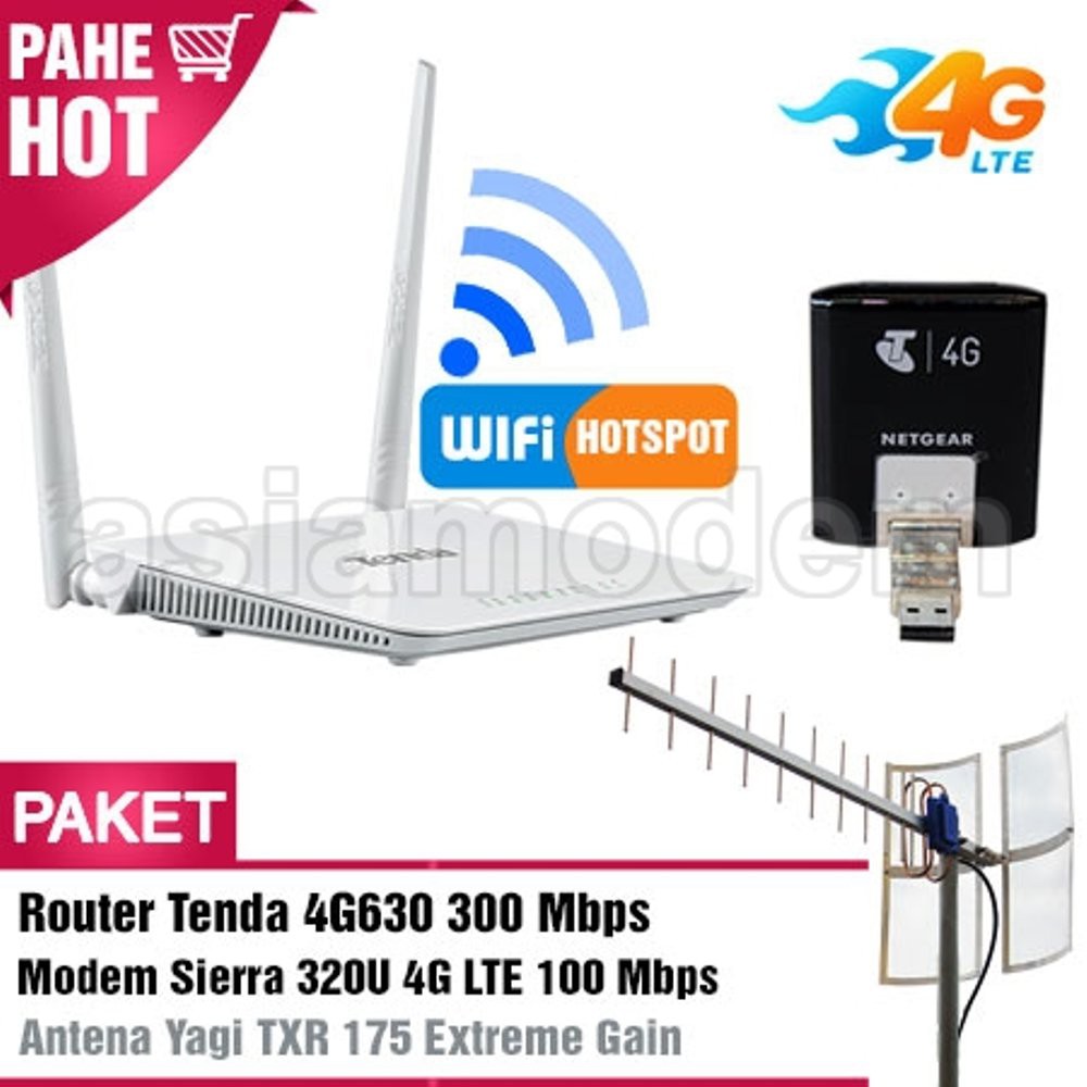 promo Paket Modem Wifi Hotspot Router Tenda 4G630 & Modem Sierra 320U 3G 4G LTE