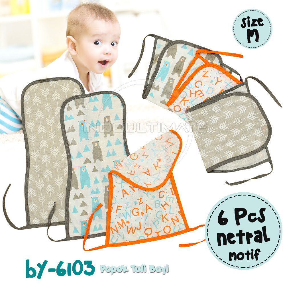 6 Pcs Popok Tali Bayi Seri Ukuran M Popok Kain Tali baru lahir Popok Bayi new bown BY-6103-CD