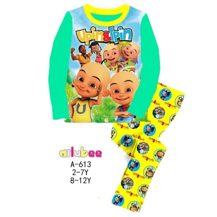 Ready                    Piyama Baju Tidur Anak Laki Cowok Ailubee Kaos Panjang Upin Ipin