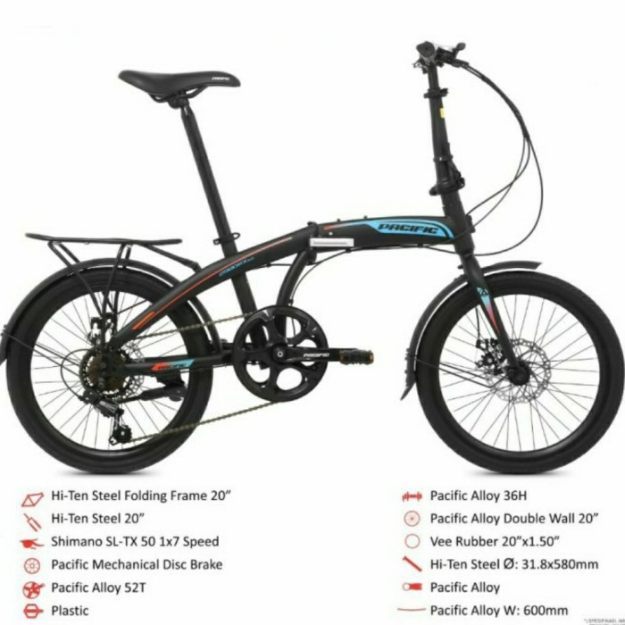 Sepeda Lipat Pacific STEEL 2980 RX 5.0 1x7SP 20 Inch Garansi SNI-1