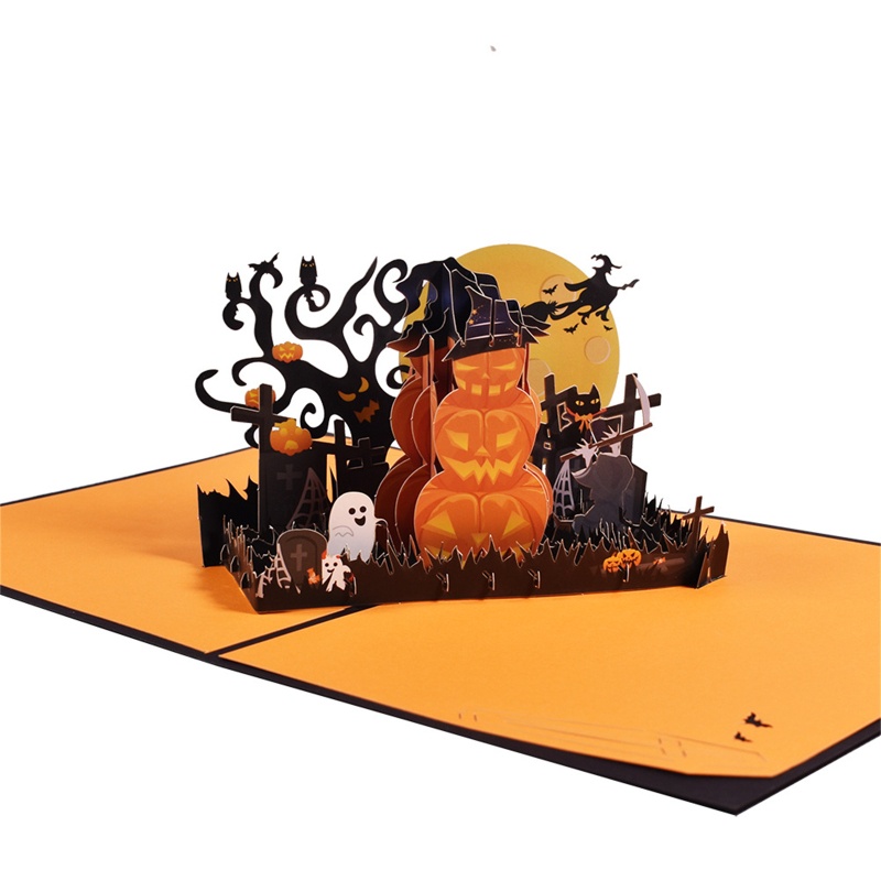 Kartu Ucapan Pop up 3D Desain Labu Halloween Untuk Thanksgiving