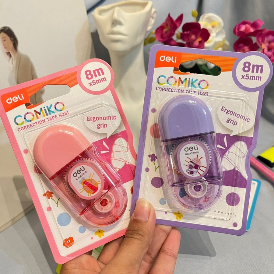 

TIPEX DELI H351 TERCUTE CORRECTION TAPE ROLL KERTAS 8m WARNA PASTEL