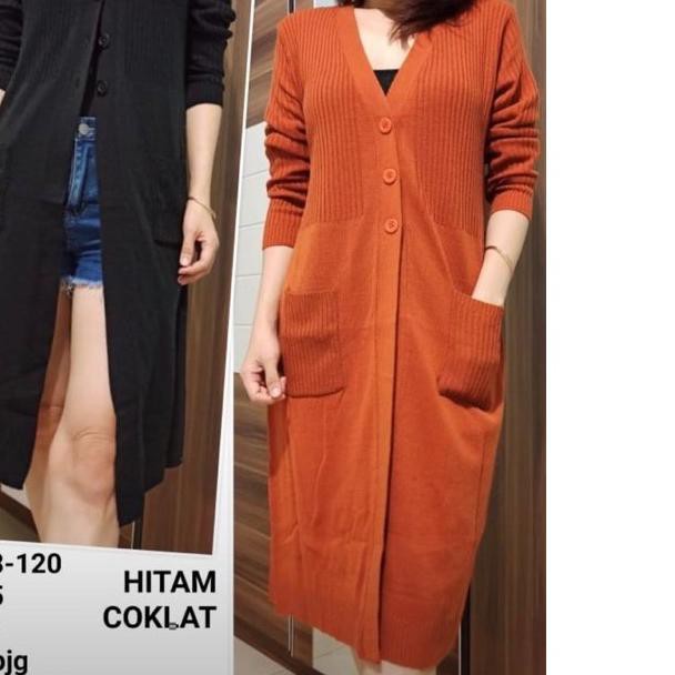 ۩ Cardigan LONG KANCING 3 l Cardigan Rajut l Sweater Rajut l Pakaian Rajut Wanita l Rajut Keren Mura