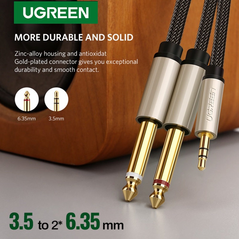 Ugreen Kabel Adapter Splitter Jack Audio 3.5mm Ke 6.35mm Lapis Emas 6.5mm