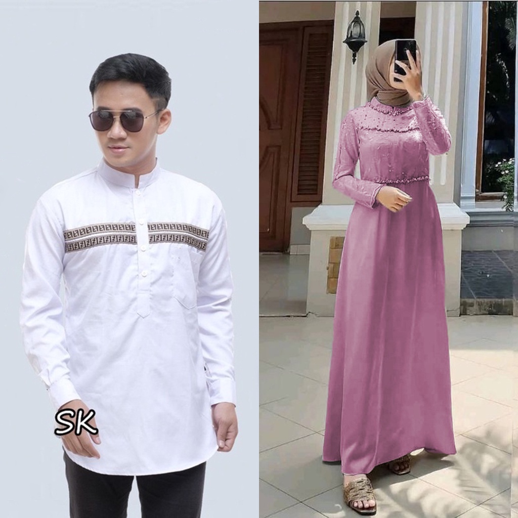 PRODUK TERBARU - BAJU COUPLE MUSLIM - BAJU KOKO COUPLE LEBARAN - COUPLE GAMIS BRUKAT - OUTFIT LEBARAN PASANGAN KEKINIAN - COUPE GAMIS BROKAT MODERN