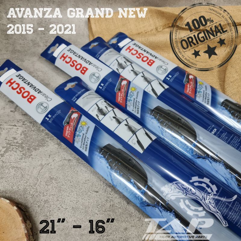 WIPER MOBIL FRAMELESS AVANZA XENIA GRAND NEW BOSCH CLEAR ADVANTAGE 21&quot; - 16&quot; ORIGINAL