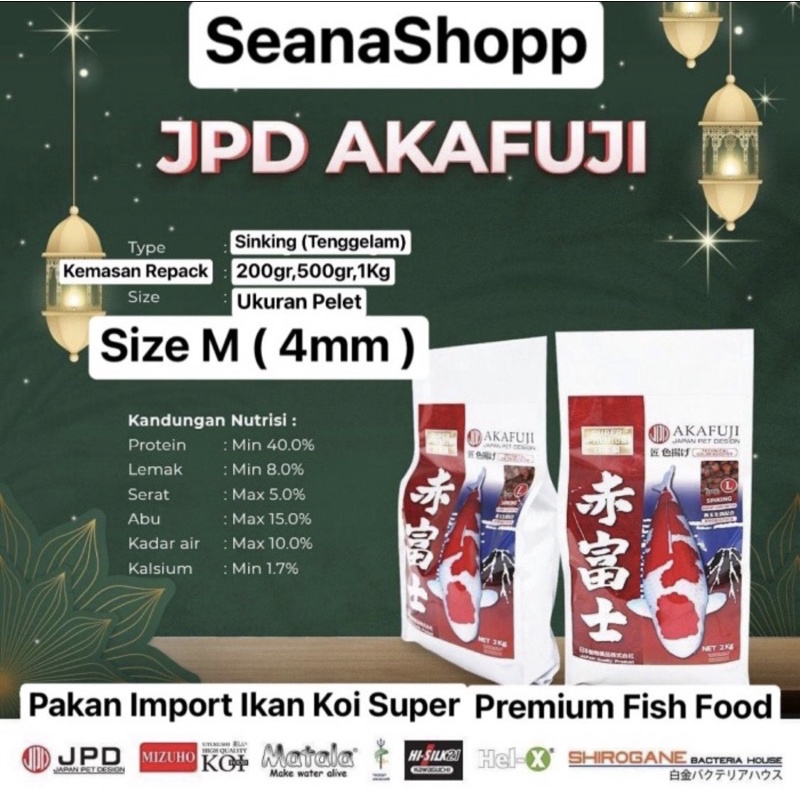 Pelet JPD AKAFUJI Sinking Color Booster Pakan Ikan Koi Import 500gram