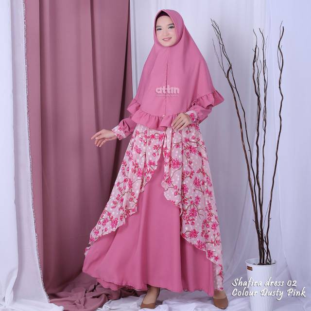 SHAFIRA DRESS || Gamis Anggun Motif Bunga Original By Attin