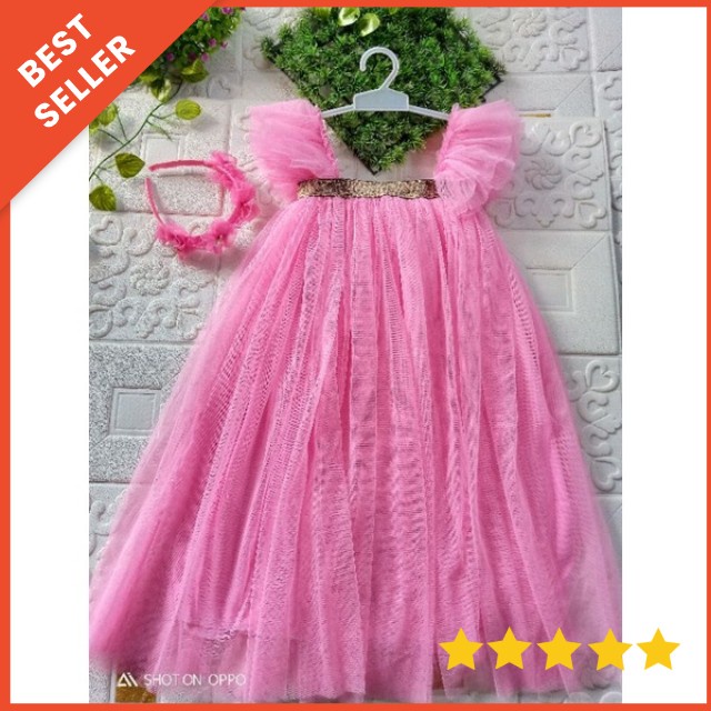 DRESS TUTU  PRINCESS CANTIK 2-7 TAHUN GRATIS BANDO / DRESS TUTU ANAK GAMAR / GAUN PESTA ANAK PREMIUM