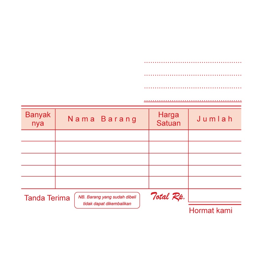 

1/8F NCR 3Ply, 1W + No. CUSTOM NOTA, SURAT JALAN, KWITANSI, INVOICE, BON