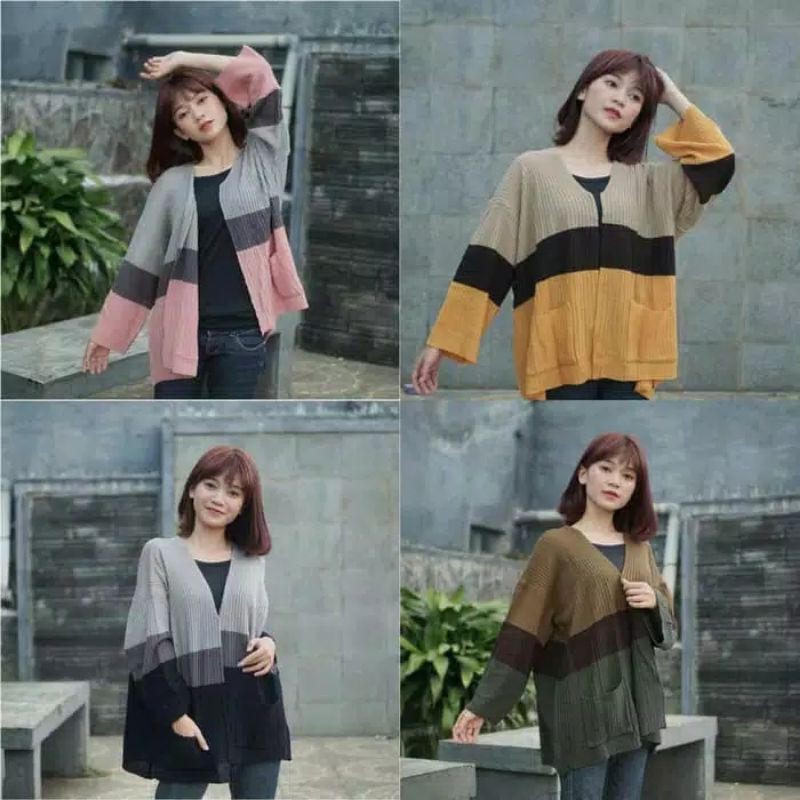 Cameron Cardigan LD 110 - 120 /Kardigan Tiga warna/ Outwear / Kardigan Wanita