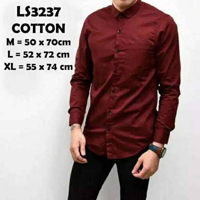 Kemeja polos lengan panjang bahan catton poplin super A great