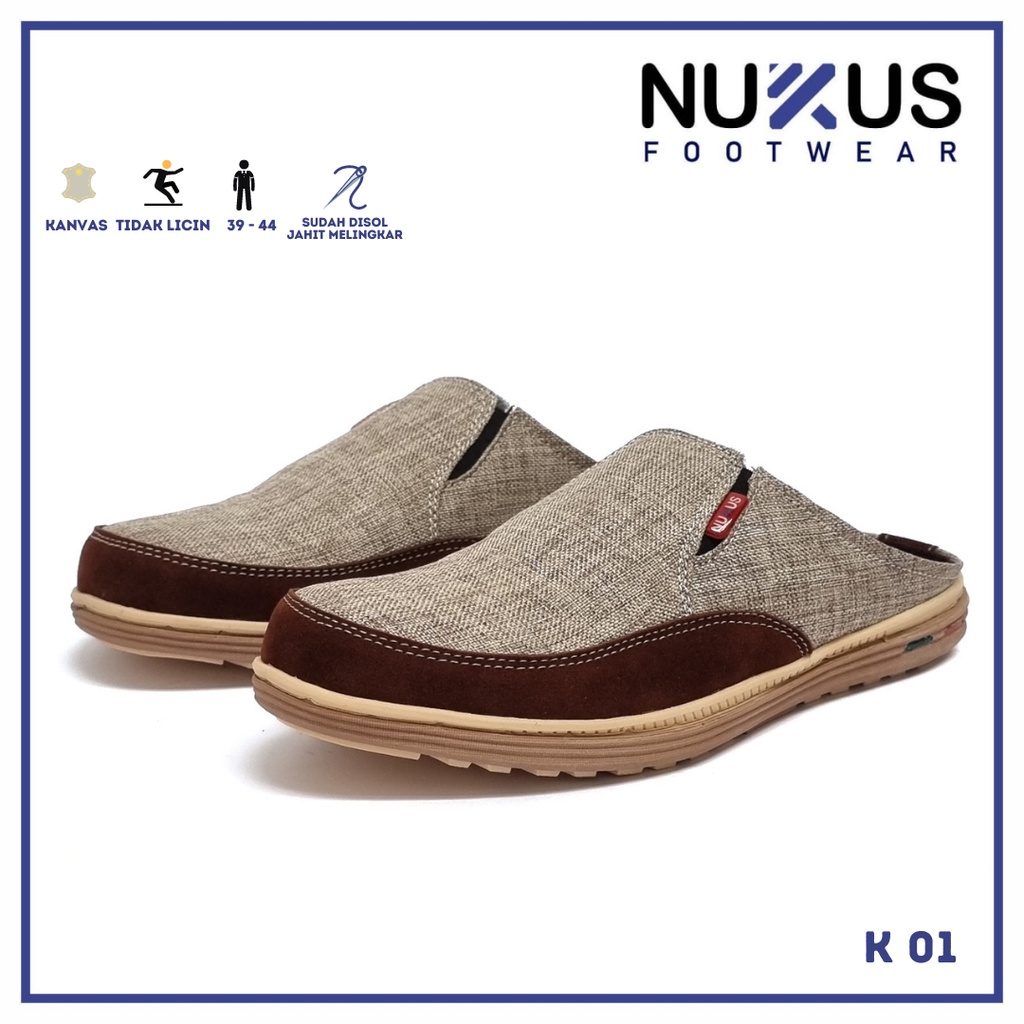 Nukus Sandal Selop Pria Kasual Bustong Krem - NK K 01 JH