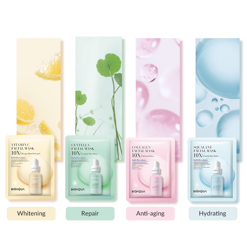 GEN - BIOAQUA Essence Mask 10x Facial Mask BPOM / Whitening Moisturizing Skin Care Sleeping / Masker Wajah Facial Mask 25gr