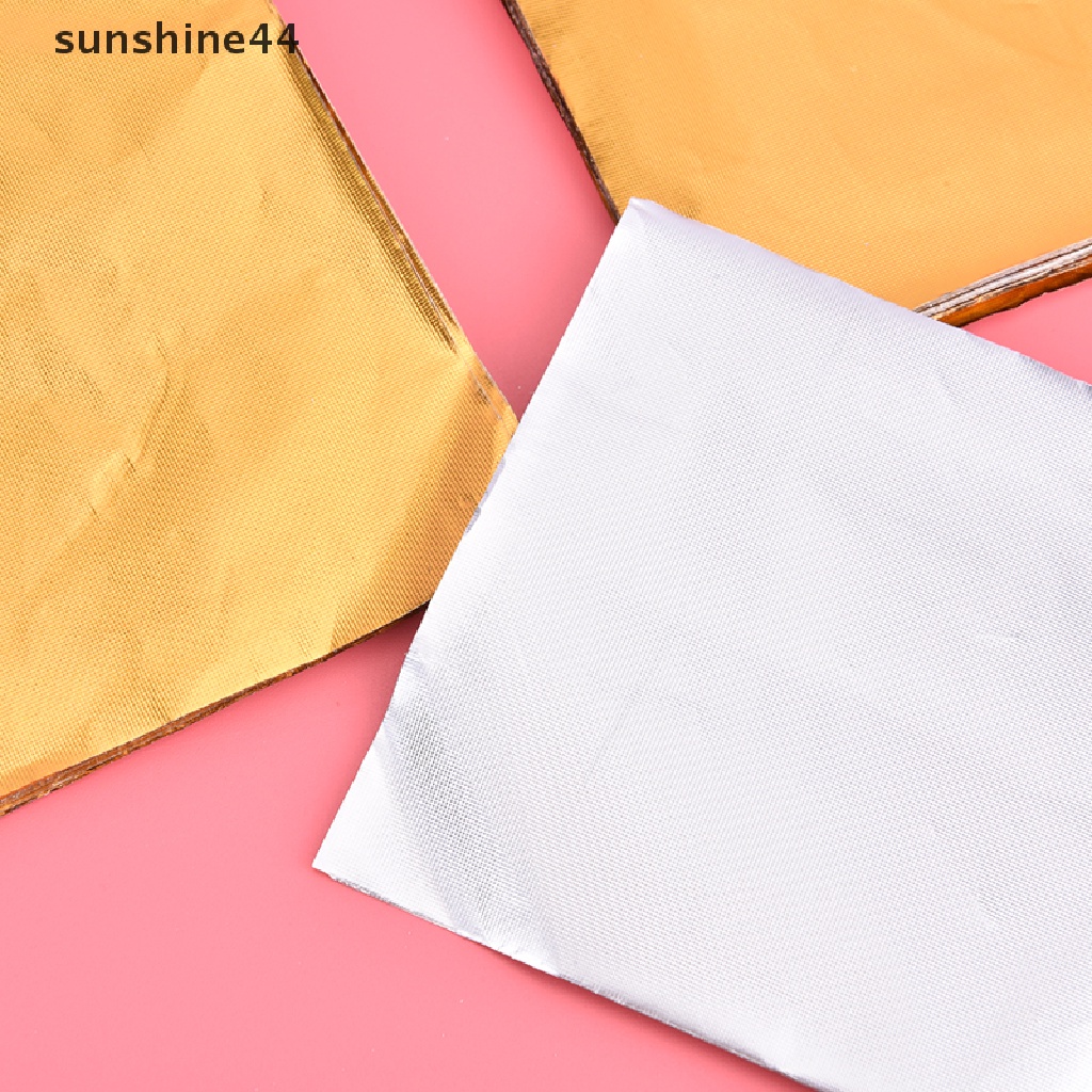 Sunshine 100Pcs / Pak Kertas Aluminum Foil Warna Emas Untuk Bungkus Permen / Cokelat / Kue Kering