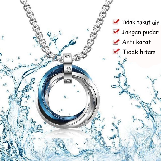 Kalung stainless steel titanium pria keren anti karat tidak luntur