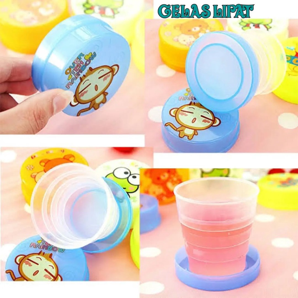 (JC) GELAS LIPAT PORTABLE TRAVEL//PLASTIK CUP TEMPAT MINUM//GELAS PLASTIK MINI LIPAT