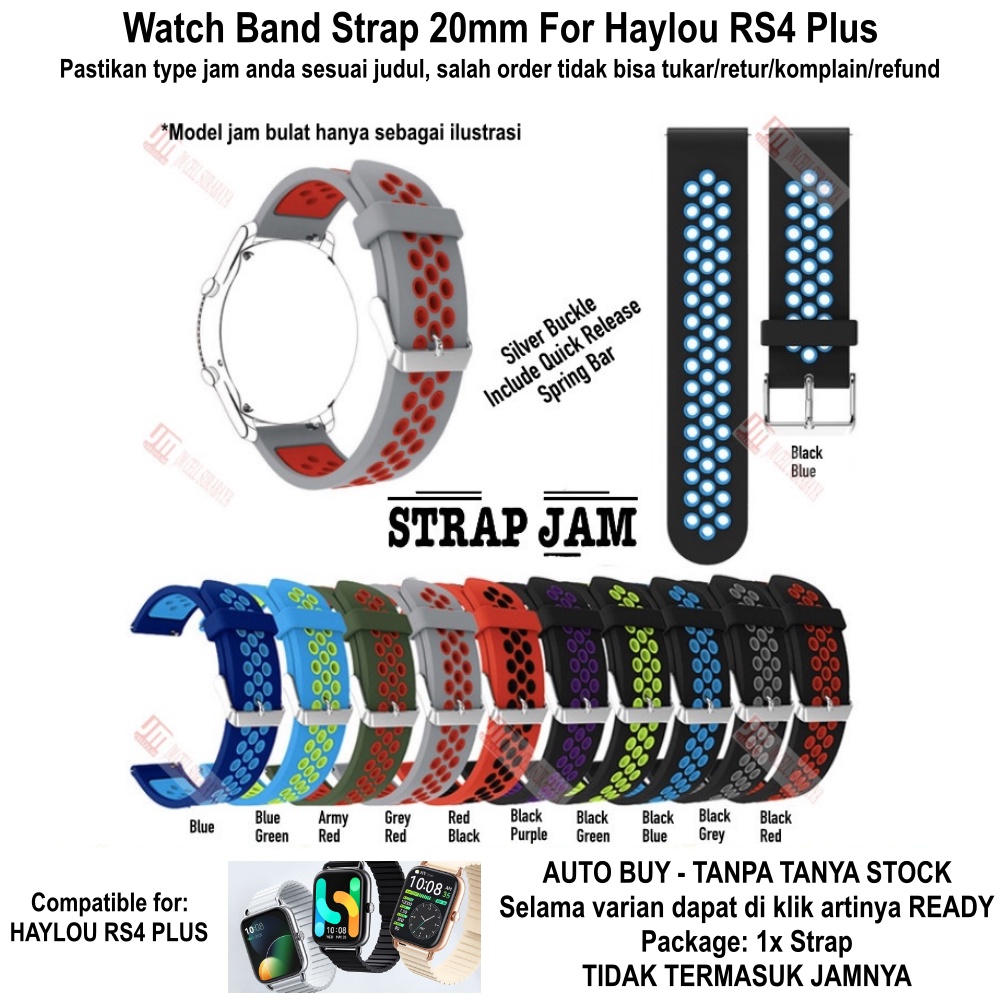 NSB Tali Jam Haylou RS4 Plus - Strap 20mm Silikon Sporty Berlubang