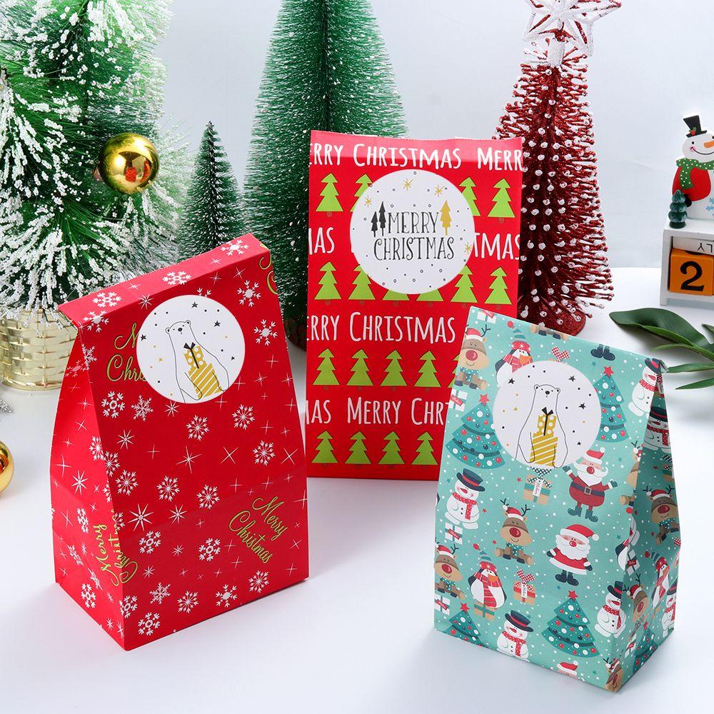 Populer 30/60Pcs Kertas Hadiah Stiker Hiasan Kue Elk Gift Box Bear &amp; Deer Festival Dekorasi Sealing Craft Merry Christmas