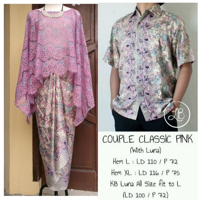 Setelan Kebaya Couple Cape Glitter Fushia Paya