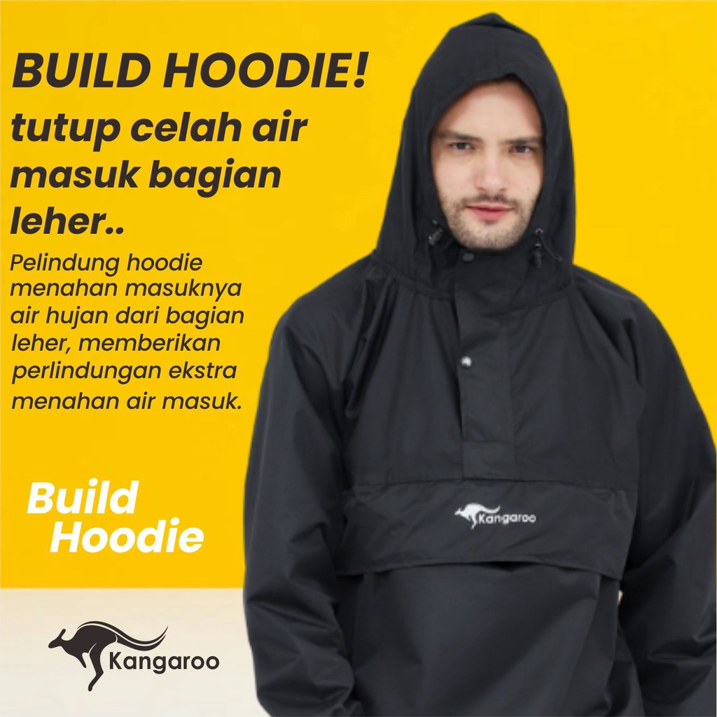 KANGAROO RAINCOAT Jas Hujan Kangguru Anti Bocor Jas Hujan Tebal Saku Kangguru Pria Wanita Dewasa Anti Air Bahan Taslan Import Original Setelan Jaket Jas kanguru Mantel Kangaro