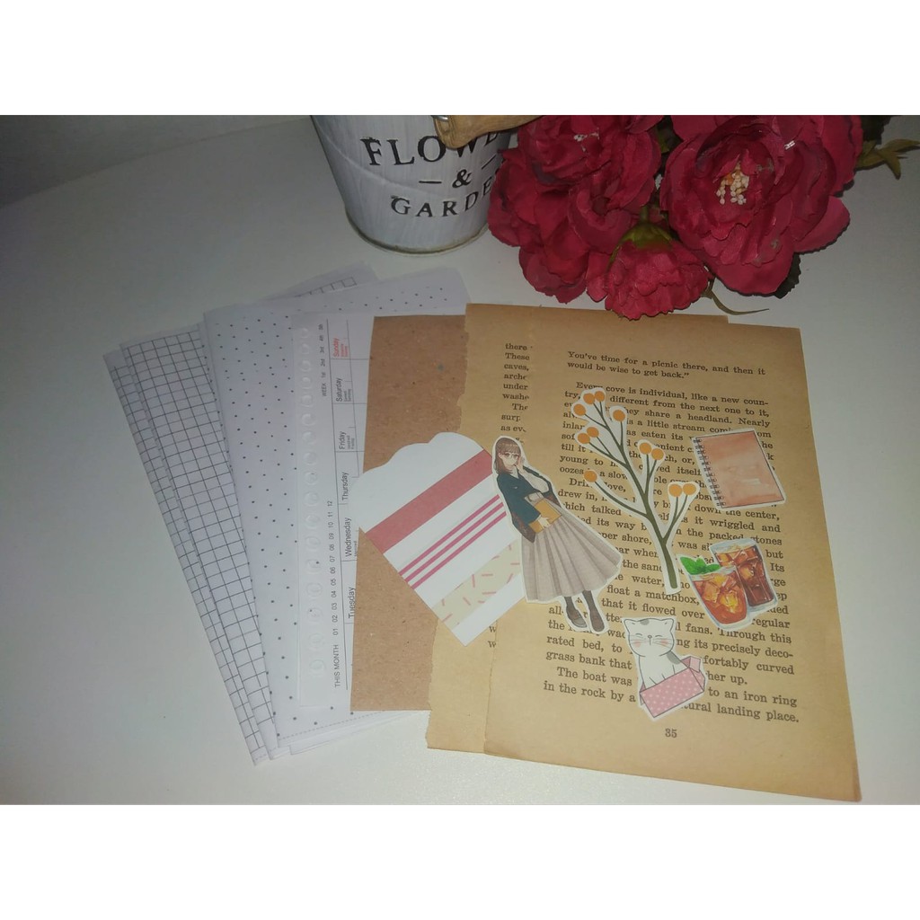 

Kertas vintage bullet journal 1 paket + stiker