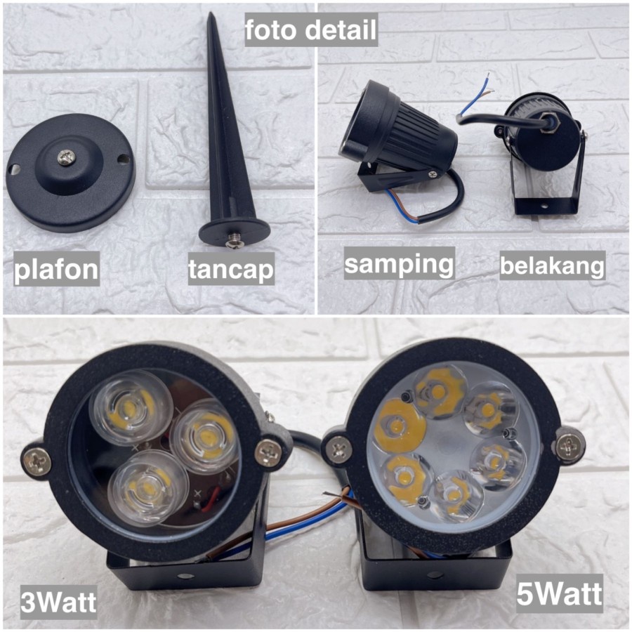 LAMPU OUTDOOR SOROT LED UNTUK TAMAN / HALAMAN 3 &amp; 5 WATT PUTIH KUNING