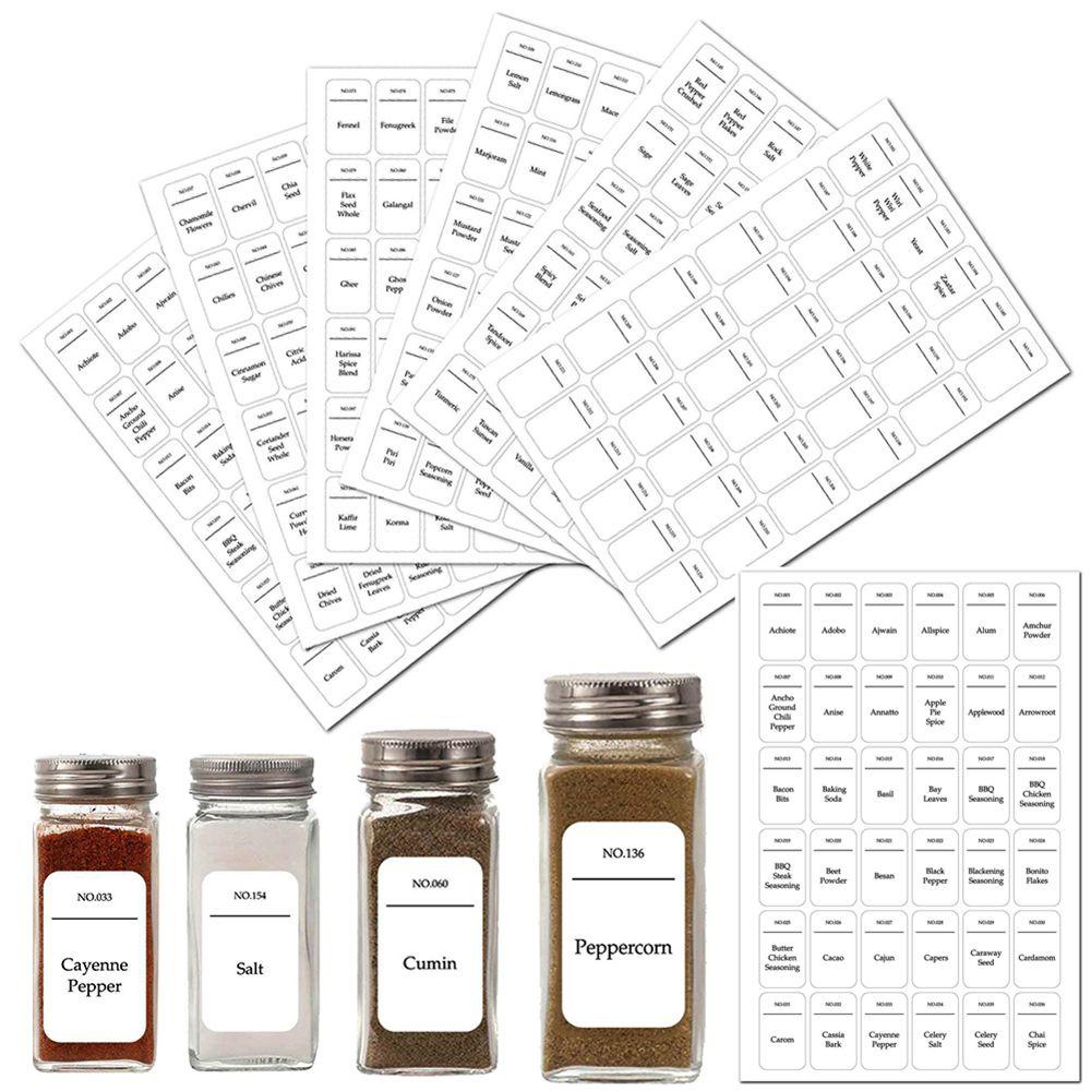 Preva 216PCS Spice Jars Sticker Tahan Air Self-Adhesive Tanda Botol Bumbu Tahan Minyak