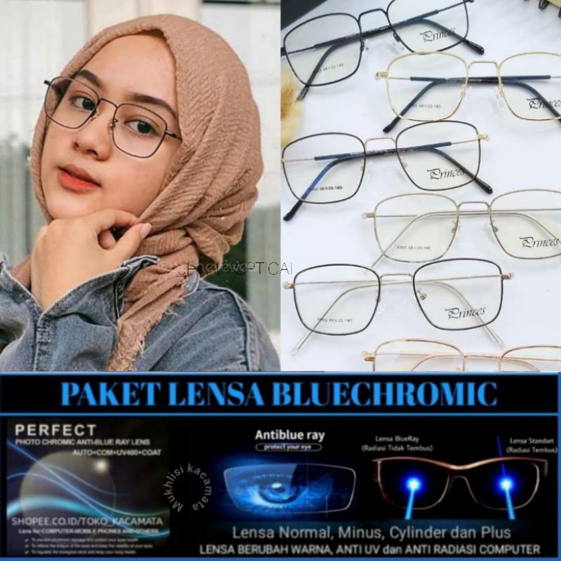 0Paket Frame+ Lensa Bluecromic (muka kecil) kacamata+lensa Blueray