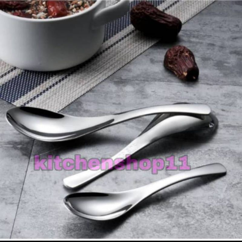 6pcs sendok bebek stainless tebal premium ukuran kecil sedang besar / sendok korea / sendok soup / sendok bubur / sendok kuah stainless milan / sendok bayi / sendok anak