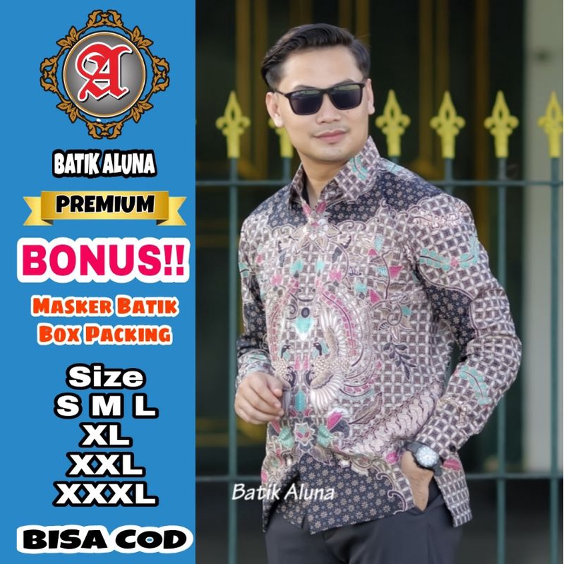 Baju Batik Pria Premium Lengan Panjang Full Furing Batik Solo Pekalongan Reguler Batik Aluna Baju Ke