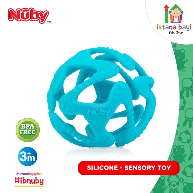 Nuby Tuggy Teething Ball - Mainan Teether Silicone / Mainan Gigitan Bayi