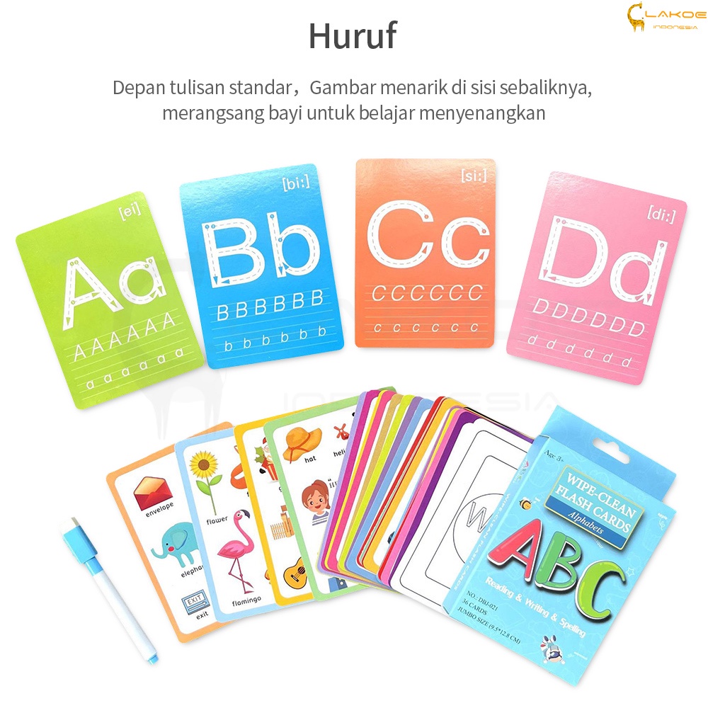 Mainan kartu pintar anak dapat ditulis ulang Flash card anak dengan pena