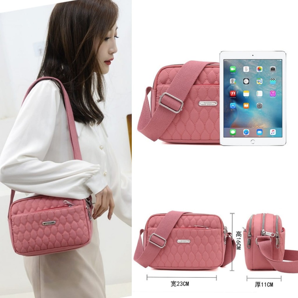 TAS SELEMPANG WANITA 5 RESLETING PINK NASATY IMPORT TA469P3 FASHION KOREA SLING BAG CEWEK MURAH BATAM PREMIUM KEKINIAN PESTA BRANDED