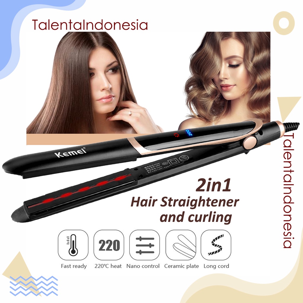 Catok Kemei Infrared 2IN1 Catokan Mengeriting dan Meluruskan Rambut Otomatis Kontrol Suhu