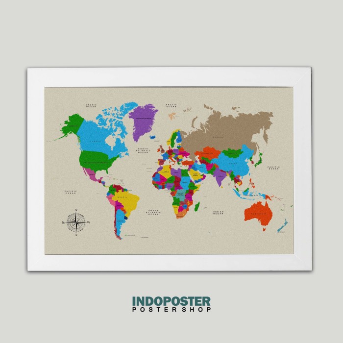 

Poster Peta Dunia Atlas World Map Color A2 60X40cm