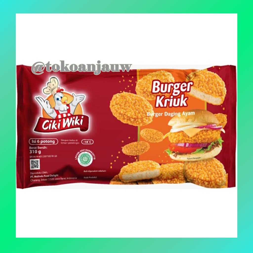 

Cikiwiki Burger Kriuk 310 gr / Burger Daging Ayam