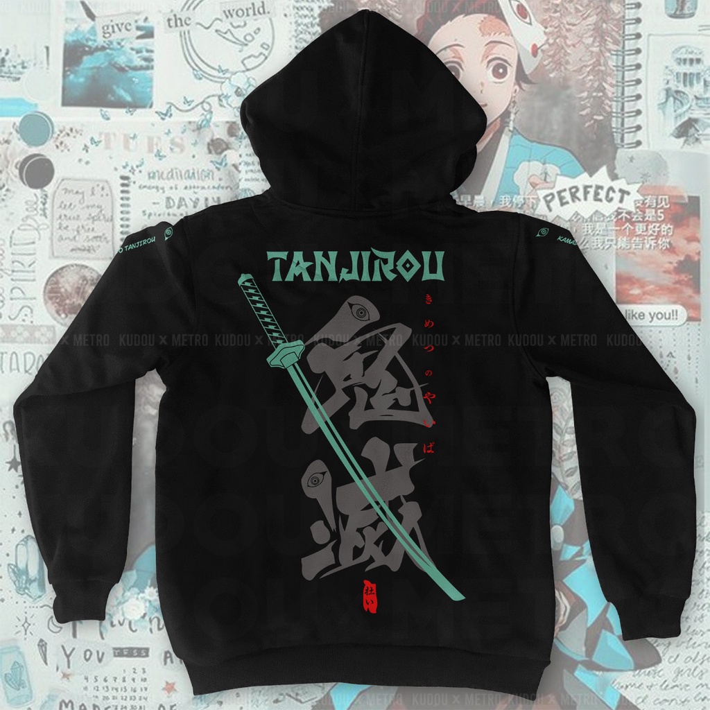 Hoodie Tanjiro Katana Black Anime Manga Demon Slayer Kimetsu No Yaiba Premium Unisex