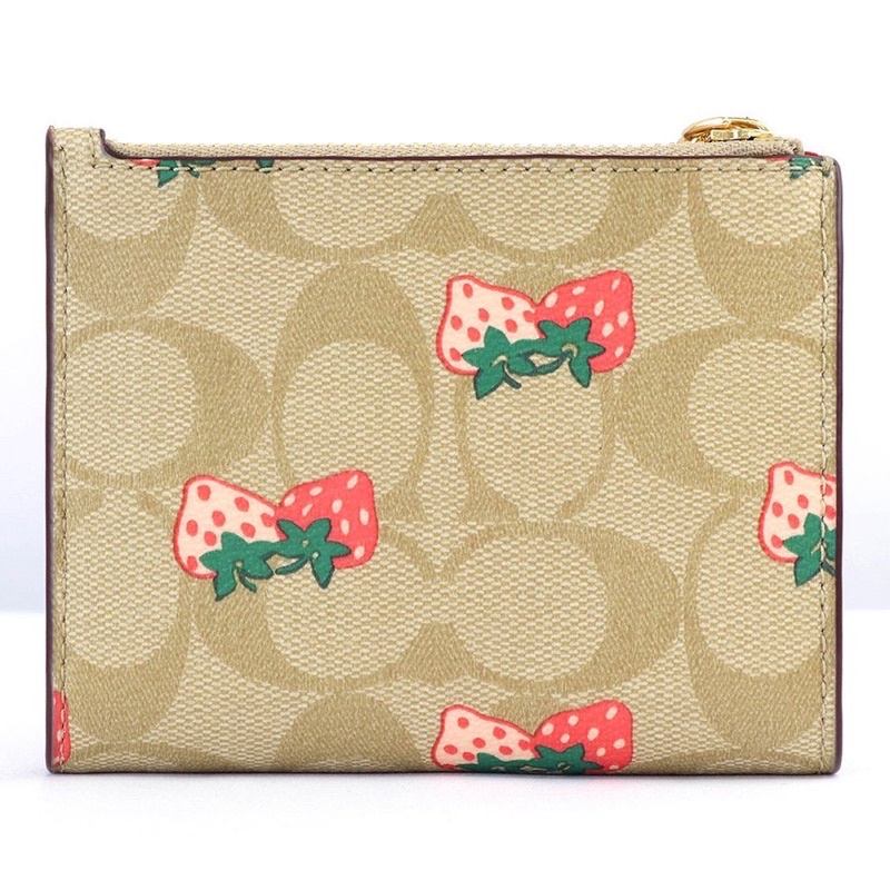 Coach Snap Card Case With Strawberry Print