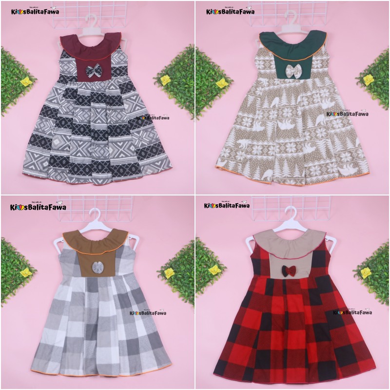 (BLUDRU FLANEL) Dress Cantika uk 6-7 Tahun / Baju Anak Perempuan Harian Yukensi Murah Grosir