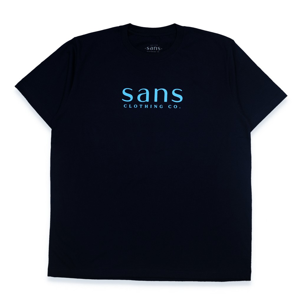 SANVANINA Kaos T-Shirt Basic Logo Navy Biru Muda | D-06 Sans Tee Navy Sky Blue