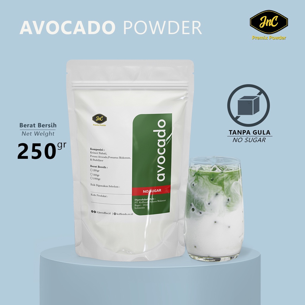 JnC Avocado Powder Tanpa gula 250gr / Bubuk minuman Alpukat