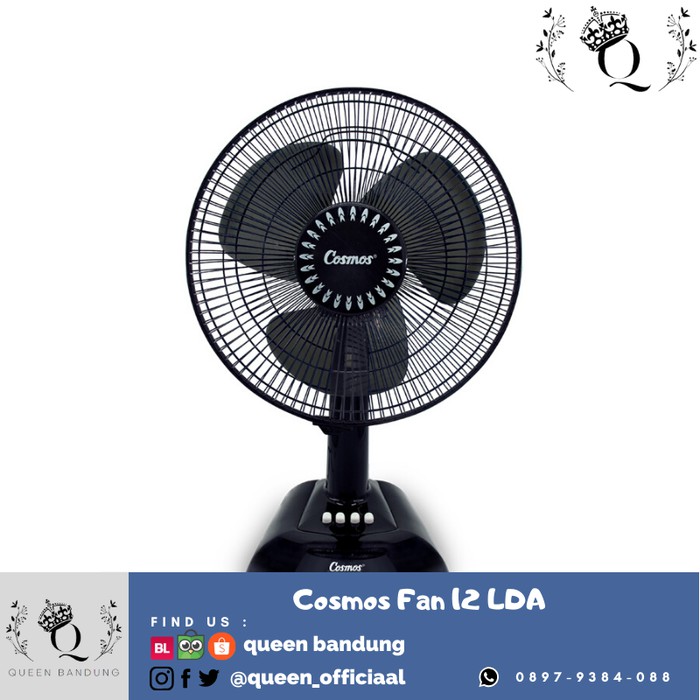 COSMOS Deskfan 12 LDA Kipas Angin Meja Cosmos Deskfan 12 LDA (3 speed) Hitam Elegant