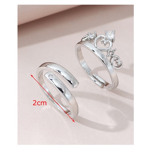 LRC Cincin Fashion Silver Color Love Ring Set Y65676