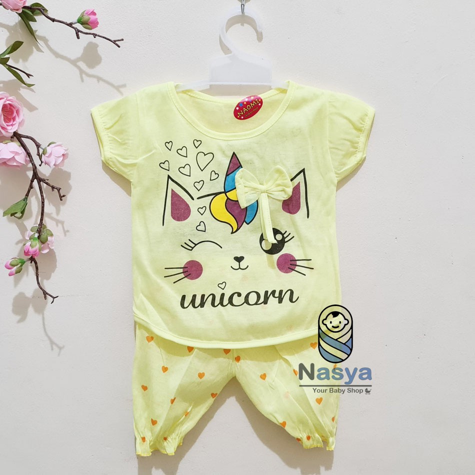 [N-052] setelan baju bayi perempuan motif kucing lucu MURAH - Naomi (3-6m)