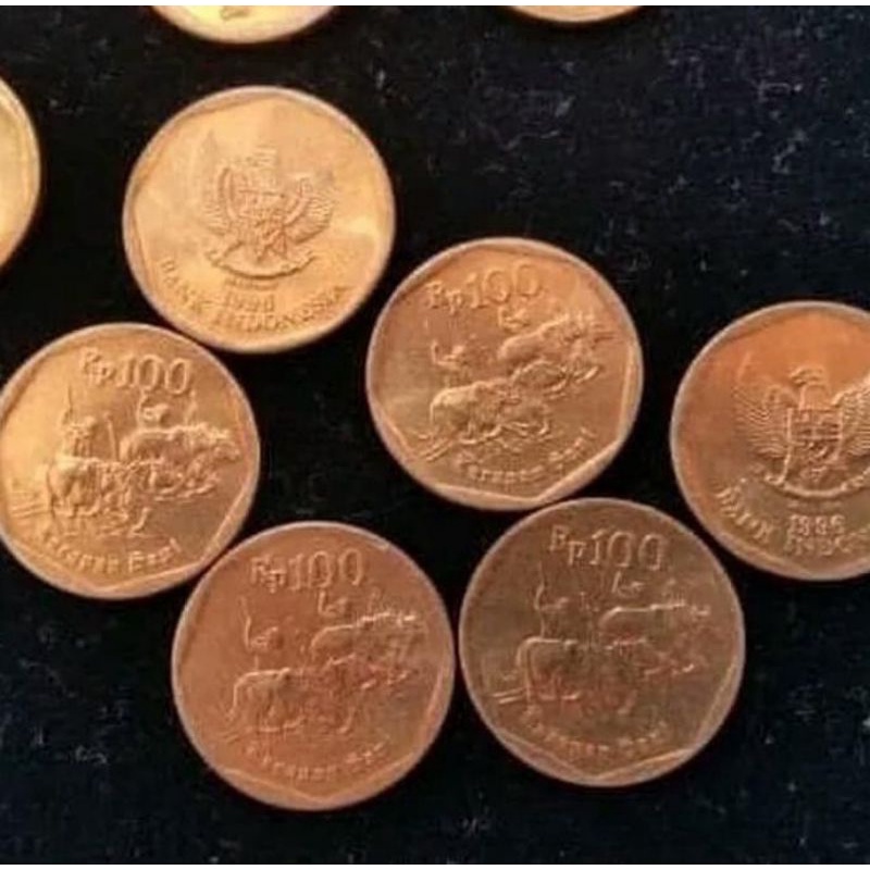 Uang Mahar / Uang Logam Kuning 100 / Uang Jadul / Kolektor koleksi uang lama