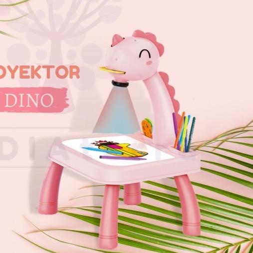 ♟ Bandiaterra Meja Gambar Proyektor Anak/ Edukasi Belajar Melukis Motif - Pink Dino ۝