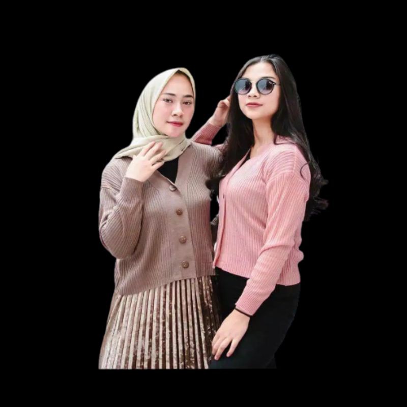 crop willy kardigan/atasan wanita rajut /baju kancing wanita