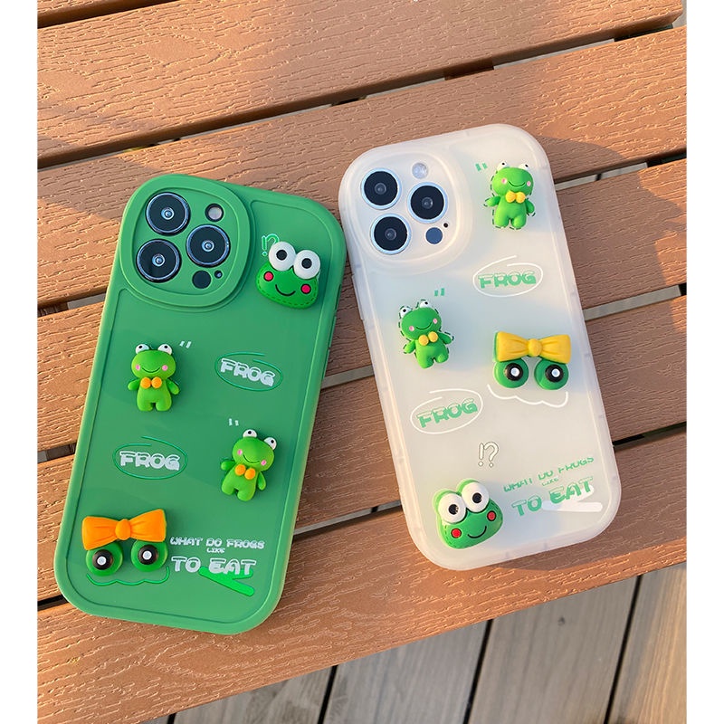 Soft Case Silikon Desain Boneka Katak Kecil Untuk IPhone 12 13 11 Pro Max X Xs Max Xr 7 8 Plus Bbtr