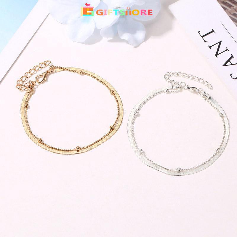 [Readystock]Gelang Kaki Wanita Model Rantai Ular Manik Bulat Simple-GS